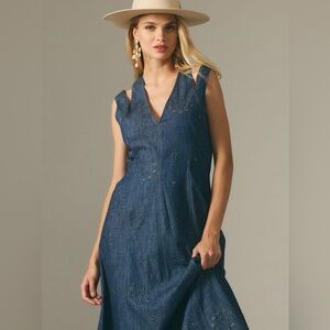 NWT By Anthropologie Grommet Denim Midi Dress size 4